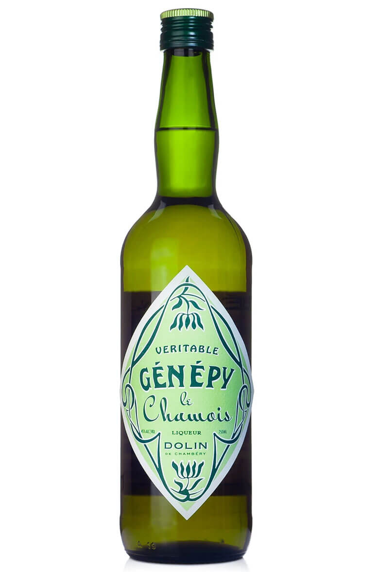 bottle of Dolin Genepy des Alpes, an herbal alpine liquer